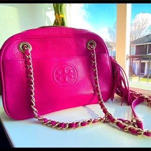 Tory Burch Hot Pink Gold Chain Cross Body Bag